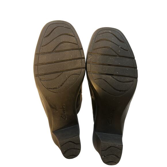 Clarks Bendables Mule Clog Heel Black Size 7 Leather Stitch Detail - Picture 7 of 9
